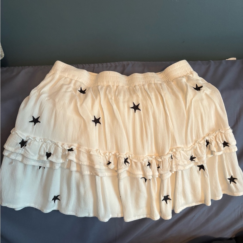 Women's Cream Skirt with Black Star Accents